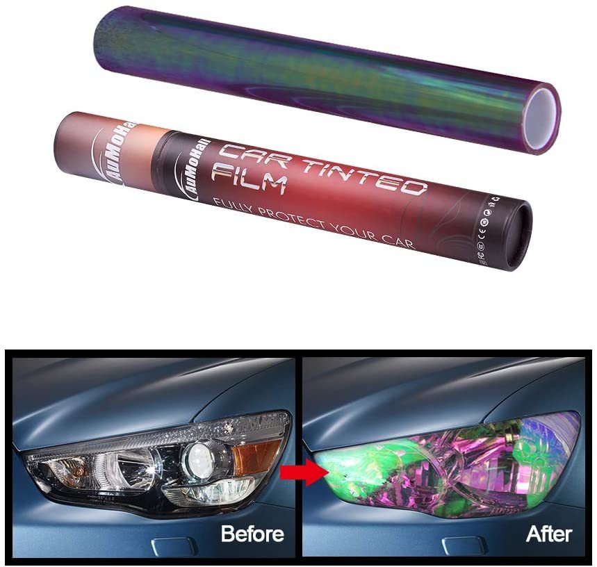 ATMOMO Purple 12 by 48 inches Self Adhesive Shiny Chameleon Headlights Films
